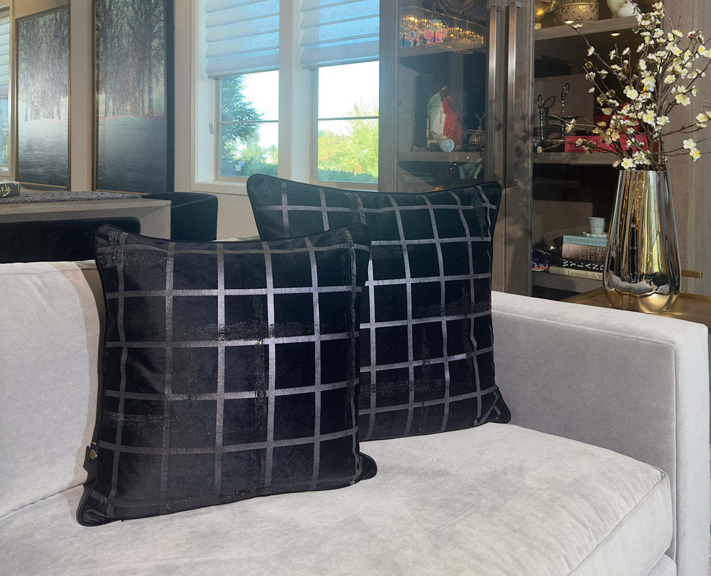 Silver Grid (Cushion Cover)